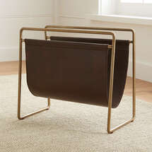 Online Designer Bedroom Galen Brass Leather Magazine Rack