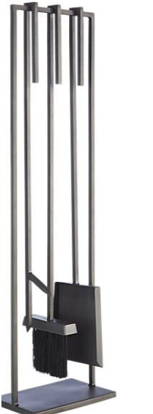 Online Designer Combined Living/Dining 3-piece bend gunmetal standing fireplace tool set