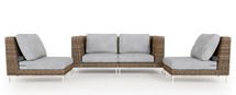 Online Designer Patio Wicker Outdoor Loveseat with Armless Chairs - 4 Seat, Pacific Fog Gray