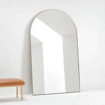 Online Designer Bedroom Edge Extra-Large Brass Arch Floor Mirror 48"x80"