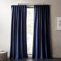 Online Designer Living Room Navy Blue Basketweave II Curtain Panel 48"x108"
