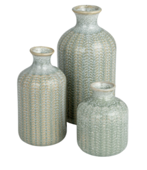 Online Designer Kitchen Embossed Stoneware Vases With Reactive Glaze