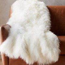 Online Designer Living Room MONGOLIAN SHEEPSKIN WHITE THROW