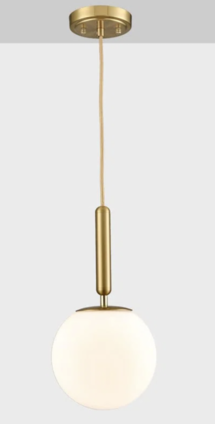 Online Designer Living Room Dereon 1 - Light Brushed Brass LED Single Pendant