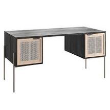 Online Designer Home/Small Office Lofted Rattan & Wood Desk