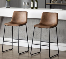 Online Designer Kitchen Daves Upholstered Counter Stool with Metal Frame (Set of 2)