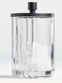 Online Designer Bathroom Ribbed Black Glass Canister Large