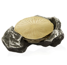Online Designer Living Room Lotus Leaf on a Rock 7 Piece Coaster Set with Holder (Set of 6)