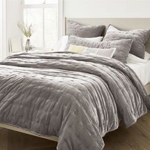 Online Designer Bedroom Lush Velvet Tack Stitch Quilt - Platinum
