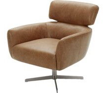Online Designer Combined Living/Dining Rivet Adrienne Swivel-Base Contemporary Living Room Chair, Cognac