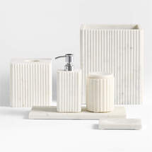 Online Designer Bathroom Carmen Fluted White Marble Bath Collection, Set of 6
