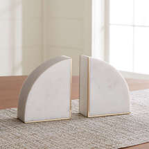Online Designer Living Room White Marble Bookends, Set of 2