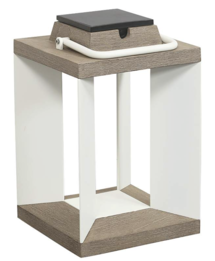 Online Designer Bedroom Blade 14 1/2"H White Weathered Teak Wood LED Solar Lantern