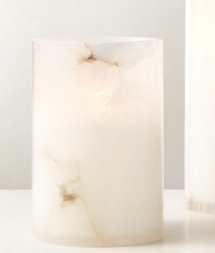 Online Designer Kitchen Poe White Alabaster Pillar Candle Holder 7"