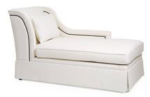 Online Designer Combined Living/Dining Roslin Right-Facing Skirted Chaise, White Linen