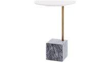Online Designer Combined Living/Dining Cube C-Side Table - White/Gray Marble