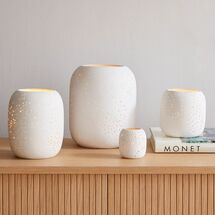 Online Designer Patio  How to Style It  Pierced Constellation Ceramic Candleholders