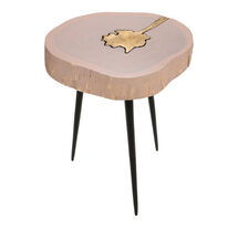 Online Designer Bedroom TIMBER PINK AND BRASS SIDE TABLE
