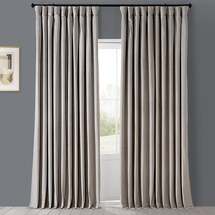 Online Designer Bedroom Exclusive Fabrics Ivory Velvet Blackout Extra Wide Curtain Panel