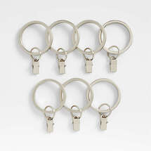 Online Designer Bedroom Brushed Nickel 1" Curtain Rings, Set of 7