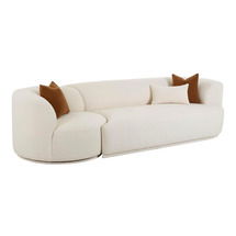 Online Designer Combined Living/Dining Fickle Cream Boucle 2-Piece Modular Sofa