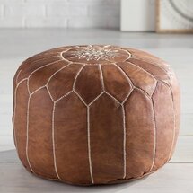 Online Designer Living Room Inara Round Pouf Leather Ottoman