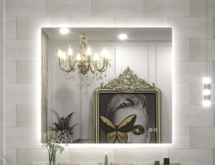 Online Designer Bathroom Aevar Simple & Modern Back LED Lighted Anti-Fog Bathroom/Vanity Mirror with Tempered Glass & ETL