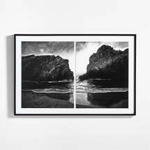 Online Designer Bedroom "Big Sur" by Gold Rush Art Co. Black and White Photograph 60"x40" Framed Wall Art Print