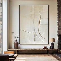 Online Designer Living Room Creamy White Minimalist Painting Large Beige 3D Texture Wall Art Beige and White Abstract Canvas Oil Painting Modern Wabi Sabi Wall Art