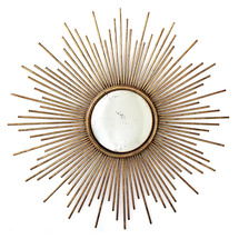 Espejo de pared de metal dorado antiguo Spada Sunburst - Diseñador en línea combinado salón/comedor