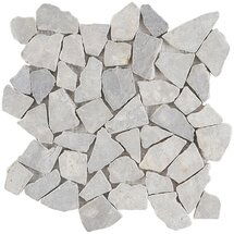 Online Designer Bathroom Nature Tumbled Pram Gray Honed Natural Stone Mosaic - Sample