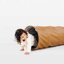 Online Designer Living Room Gathre Camel Brown Vegan Leather Kids Collapsible Play Tunnel