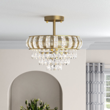 Online Designer Bedroom Herrald 3-Light Dimmable Tiered Crystal Chandelier