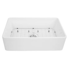 Online Designer Kitchen Kir 33" L X 20" W Farmhouse Kitchen Sink with Basket Strainer