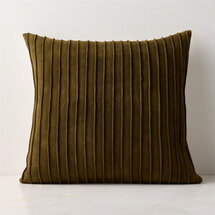 Online Designer Bathroom Gathered Olive Green Suede Throw Pillow with Down-Alternative Insert 20"x20"