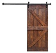Online Designer Bathroom Paneled Wood Painted K-Series Barn Door with Installation Hardware Kit