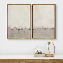 Online Designer Business/Office Duotone Tan Abstract Landscape Minimalist Neutral Framed Canvas 2 Pieces Print Modern Artworks