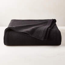 Online Designer Bedroom JASPER ORGANIC COTTON FULL/QUEEN BLANKET BLACK