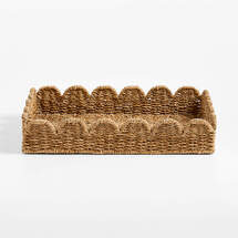 Online Designer Bedroom Scallop Natural Woven Fiber Small Tray