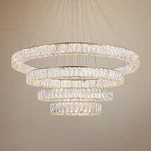 Online Designer Bedroom Monroe 42" Wide Gold and Crystal 4-Tier LED Chandelier