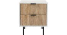Online Designer Bathroom Quinn Wood Nightstand - White/Antique Bronze