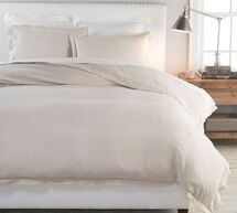Online Designer Bedroom Belgian Flax Linen Double Flange Duvet Cover  - Natural