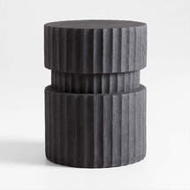 Online Designer Bedroom Cerca Black Resin and Glass Fiber Indoor/Outdoor Side Table