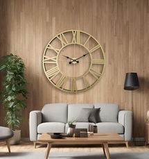 Online Designer Business/Office Metal Large Gold Queen Wall Clock