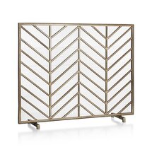 Online Designer Living Room Chevron Brass Fireplace Screen