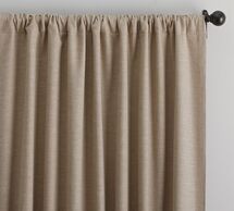 Online Designer Bedroom Emery Linen/Cotton Pole-Pocket Blackout Curtain - Walnut