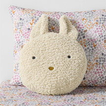 Online Designer Nursery Cuddle Oatmeal Sherpa Bunny Face Embroidered Kids Throw Pillow