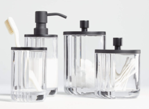 Online Designer Bathroom Ribbed Black Glass Soap Pump