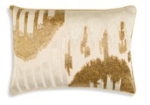 Online Designer Bedroom Sayra Ivory Gold Lumbar Pillow
