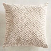 Almohada de chenilla diamante marfil - Diseñador en línea combinado salón/comedor